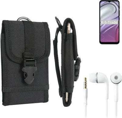 Produktbild von K-S-Trade Holster Schutz Hülle kompatibel mit Motorola Moto G20 Gürteltasche Handy Hülle Tasche outdoor Seitentasche schwarz 1x + Kopfhörer