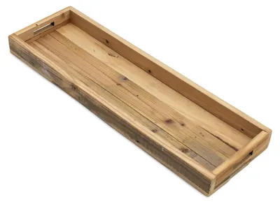 Image de 3.03 Plateau en bois naturel massif - env. 50 x 16 cm - plateau décoratif allongé pour bougies / décoration