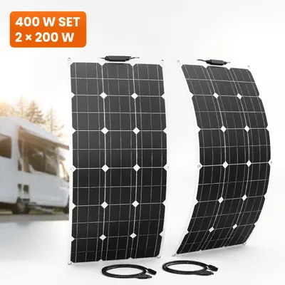 Produktbild von 400W Flexibles Solarmodul (2x200W Set) Monokristallin PV für RV Marine Camper Van Trailer Off-Grid Systems, 0% MwSt.