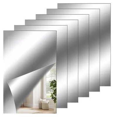 Productafbeelding van Set van 6 Zelfklevende Spiegelfliesen voor Wanddecoratie (10 x 15 cm)