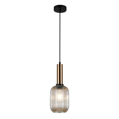 Immagine prodotto di Lampadario Antiola in ottone e nero, 1xE27x40W, vetro, dimensioni: 100x15x15 cm, IP20, Italux