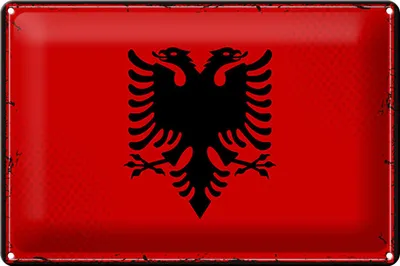 Produktbild von Blechschild Flagge Albanien 30x20cm Retro Flag Albania