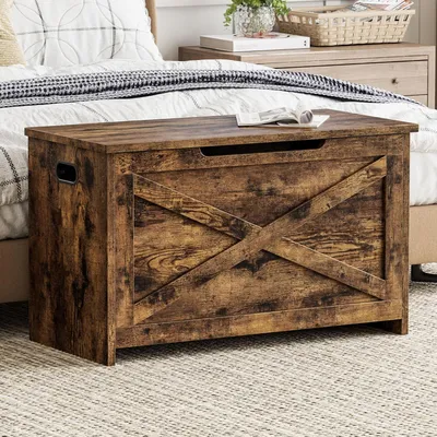 Produktbild von Schuhbank mit Stauraum 76 cm, Sitztruhe aus MDF, Flurbank, Braun