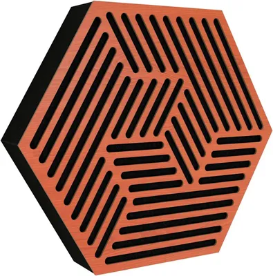 Obrázek produktu pro Balení po 2 kusech – akustické panely pro montáž na stěnu | Zvukově izolační a dekorativní dřevěné panely pro redukci ozvěny | [HEXAGON | třešeň]