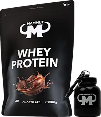 Produktbild von Mammut Nutrition - Whey Protein 1000 g Beutel - 40 Portionen Eiweiß + GRATIS Powderbank, Geschmack: Chocolate