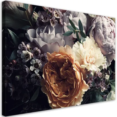 Produktbild von Leinwandbild Pastellfarbener Pfingstrosenstrauß Blumen 90x60 Feeby Bunt bild für die wand bereit zum aufhängen