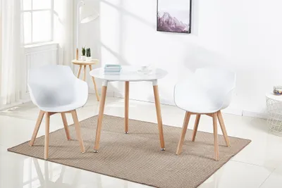 Obrázek produktu pro HJ WeDoo jídelna 2 židle (bílá) s jídelním stolem (bílá) 80x80x74cm, skandinávský design