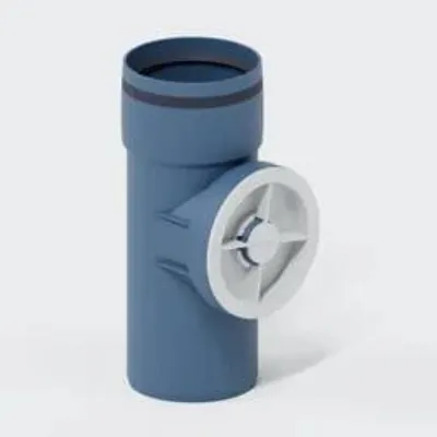 Produktbild von Poloplast Reinigungsrohr, DN90, POLO-KAL XS, PP-MD, 90mm, mit Revisionsöffnung, blau, 1 Stk.