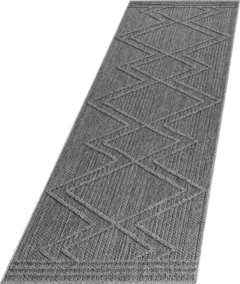 Produktbild von Teppich Läufer Wetterfest Grau 80x250 Boho Design aus Polypropylen