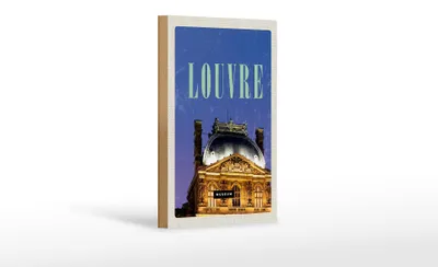 Produktbild von Holzschild Reise 12x18 cm Louvre Museum Reiseziel Geschenk Dekoration