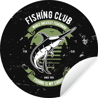 Produktbild von MuchoWow® Runde Wandtattoo - Wandsticker Tapete Aufkleber Fisch - Retro - Zitat Ø 80 cm Selbstklebend und Repositionierbar - Wandaufkleber - Kreis - Mauerkreis - Wand Bilder - Wandsticker - Wohnzimmer Dekoration - Dekoration für die Wände - Aluminium - Babyzimmer