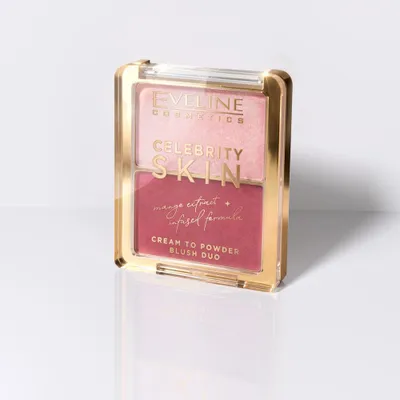 Zdjęcie produktu dla Eveline Cosmetics Celebrity – róż, matujący efekt, błyszczące wykończenie, Odcień 02 sunset flush
