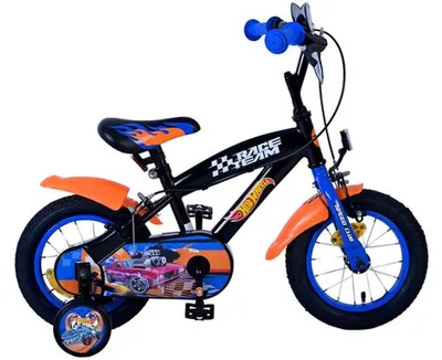 Produktbild von Volare Hot Wheels Kinderfahrrad Jungen 12 Zoll Schwarz Orange Blau mit zwei Handbremsen