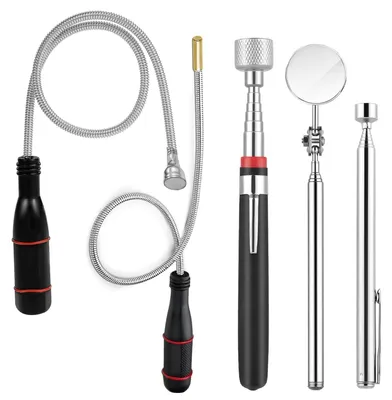 5er-Set flexible teleskopische Magnetstäbe mit Spiegel 1,5–15 LB