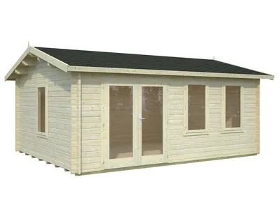 Produktbild von Palmako Gartenhaus Iris 19,1 m² aus Holz Gartenhaus mit 44 mm Wandstärke Holzhaus Fußboden inklusive Blockbohlenhaus 14.79 m² Satteldach