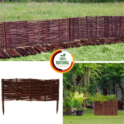 Produktbild von Floranica 1 Stück Beeteinfassung Weide 30 cm x 60 cm Handgemachte Rasenkante  Beetbegrenzung - Beetzaun