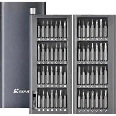 Produktbild von Präzisions-Schraubendreher-Set 57-teilig Magnetisch mit Metallgehäuse Grau für Smartphone, PC, Laptop, Brillen, Uhren