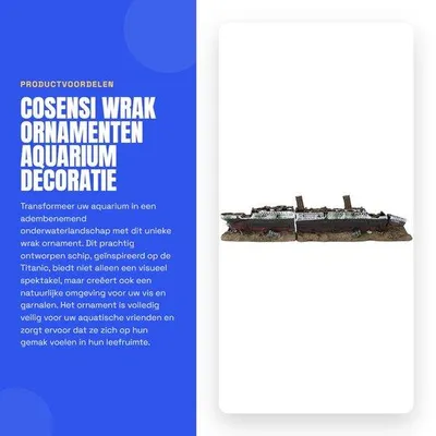 Produktbild von Wrack-Dekoration – Harz-Dekoration – Aquarium-Boot/Schiff – Sicher für Fische – Unterwasserwelt – Natürliche Umgebung – 38,5 x 9 x 6 cm – Aquarium-Dekoration