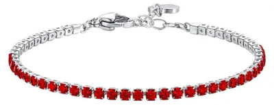 Productafbeelding van Stalen tennisarmband met rode zirkonia's, model BK2881