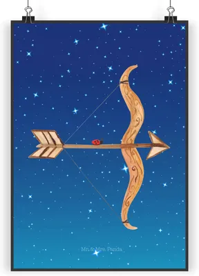 Produktbild von Mr. & Mrs. Panda Bild Sternzeichen Schütze DIN A3 - Sternenhimmel Blau - Geschenk, Geburtstag Dezember, Plakat, Schützenfest, wanddeko, drucke, wandkunst, Kunstdruck