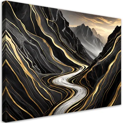 Produktbild von Leinwandbild Abstrakt Landschaft 120x80 Feeby Schwarz bild für die wand bereit zum aufhängen