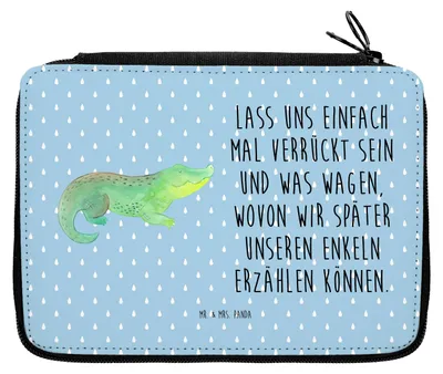 Produktbild von Mr. & Mrs. Panda Bleistiftetui Krokodil - Blau Pastell - Geschenk, Federmäppchen, Beste Freundin, Schlampermäppchen, Mäppchen, Federtasche, Meer, Lieblingsmensch