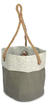 Imagen del producto de Cesta colgante grande de tela gris, 19 cm de diámetro x 19 cm de altura