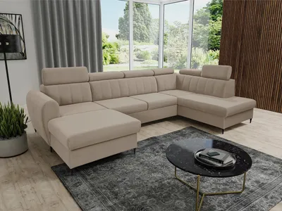 Obrázok produktu pre Sedačka na každodenné spanie do U LAKEWAY XL - béžová, ľavý roh