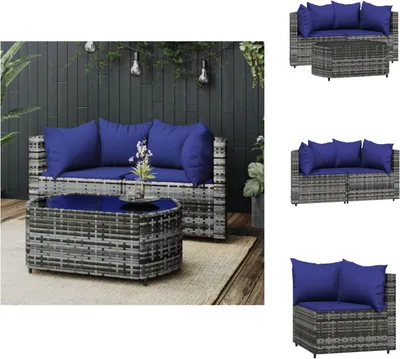 Produktbild von vidaXL 3-tlg. Garten-Lounge-Set mit Kissen Grau Poly Rattan -  Gartensofas