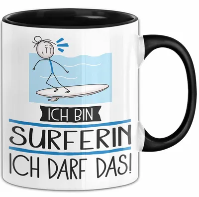 Produktbild von Geschenk für Surferin Tasse Lustige Geschenkidee Geburtstag Ich Bin Surferin Ich Darf Das (Schwarz)