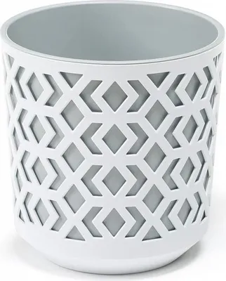 Obrázek produktu pro Květináč LAMELA AZTEK, průměr 25,5 cm, výška 27 cm, šedý/bílý
