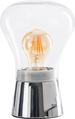 Produktbild von Näve Leuchten Glastischleuchte "KERRY" H: 21cm Glastischleuchte "KERRY" H: 21cm Tischleuchten - Glastischleuchte "KERRY" H: 21cm, Tischlampe im Industrial Style, aus Metall und Glas in chrome, 21 cm hoch, Ø 14 cm, E27-Fassung – Berührungssensor