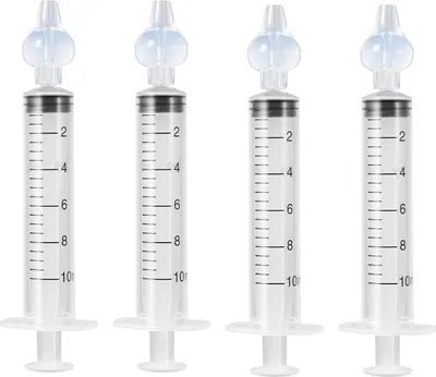 Produktbild von 4X nasensauger Babyspritze Neti Rinser, Tragbarer Wiederverwendbarer nasendusche nasenspülung Baby, weiß, 10ml