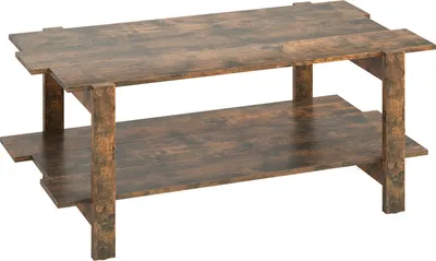 Produktbild von GOPLUS Couchtisch, Beistelltisch mit 2 Ebenen, rechteckiger Sofatisch, Wohnzimmertisch aus Holz,  115 x 59 x 46 cm (Vinatge Braun)