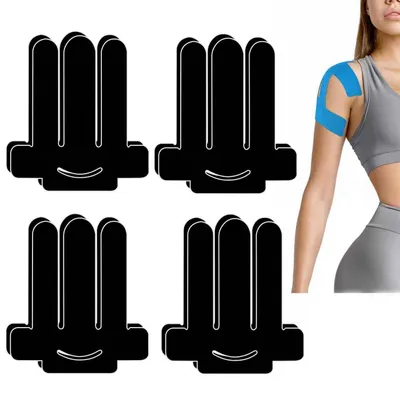 Zdjęcie produktu dla Taśma kinetyczna do ramion, wstępnie wycięta, 8 sztuk, wodoodporna, elastyczna, czarna