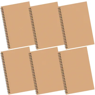 Produktbild von Notizbuch A5 Kariert 6er Pack 120 Seiten Kraft Cover Spiralbindung