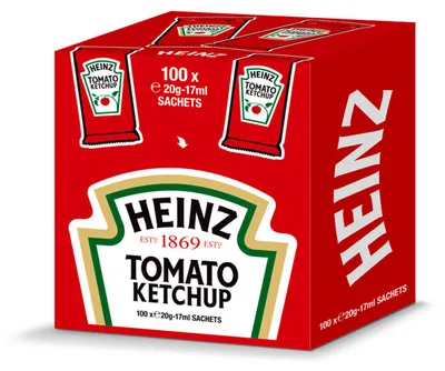 Zdjęcie produktu dla Heinz Ketchup Pomidorowy CUBE Saszetka owocowo-pikantny 100 x 17ml 1700ml