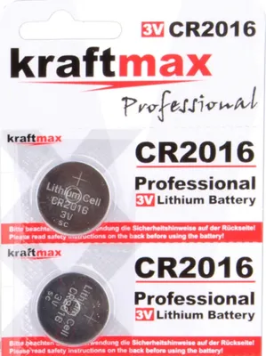 Produktbild von Kraftmax 2er Pack CR2016 Lithium Hochleistungs- Batterie / 3V Knopfzelle für professionelle Anwendungen - Neuste Generation