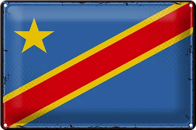 Produktbild von Blechschild Flagge DR Kongo 30x20cm Retro democratic Congo