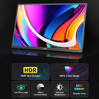 Obrázek produktu pro Přenosný monitor – 18,5 palců – Full HD 1920x1080 – obnovovací frekvence 100 Hz – HDMI a USB-C