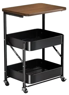 Produktbild von Lagerwagen, 3-stufiges Design, faltbar und vielseitig, schwarz
