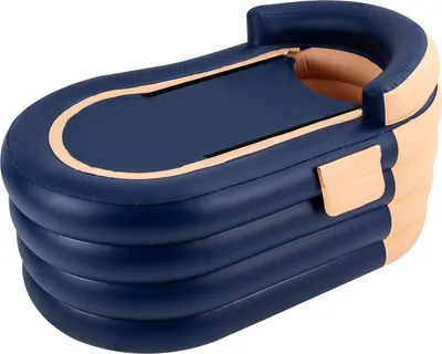 Produktbild von 1,4m Freistehende aufblasbare faltbare tragbare Badewanne Set Reisebadewanne mit Pumpe für Erwachsene Baby Kinder (orange,blau)
