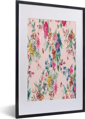 Produktbild von MuchoWow® MuchoWow® Gerahmtes Poster Blumen - Rosa - Farben 40x60 cm - Poster mit zchwarzem Bilderrahmen - Poster in Rahmen