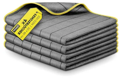 Produktbild von Carbontücher (4er Set) - Fenstertücher für klare Autoscheiben ohne Streifen und Schlieren - fusselfreie Carbon Mikrofasertücher für Auto und Fenster - 350GSM, 50x40cm