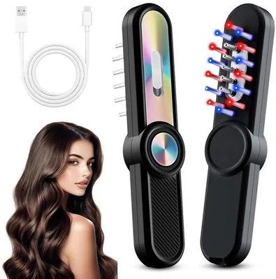 Immagine prodotto di Spazzola elettrica per il massaggio dei capelli e del cuoio capelluto con tre modalità e applicatore per siero