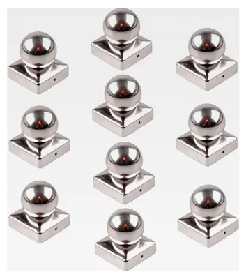 Produktbild von 10 Stück Edelstahl Pfostenkappen Abdeckkappen Kugel 101 mm 10x10 cm