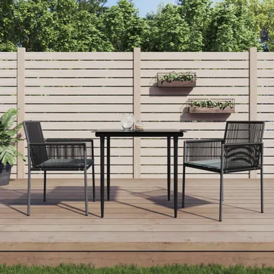 Produktbild von Maison Exclusive - Gartenstühle mit Kissen 2 Stk. Schwarz 54x60,5x83,5 cm