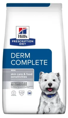 Produktbild von Trockenfutter für ausgewachsene Hunde, verschreibungspflichtige Diätfuttermittel DERM COMPLETE MINI - HILL'S