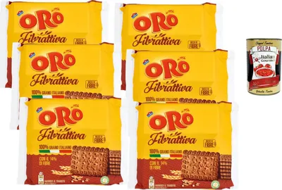 Produktbild von Italian Gourmet bundle für Frühstück & Snack – Oro Saiwa ORO Fibrattiva Kekse 6x420g ballaststoffreich, 100% italienischer Weizen + Italian Gourmet Polpa 400g