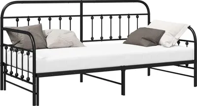 Zdjęcie produktu dla vidaXL Rama łóżka dziennego czarna 90 x 200 cm Stal malowana proszkowo